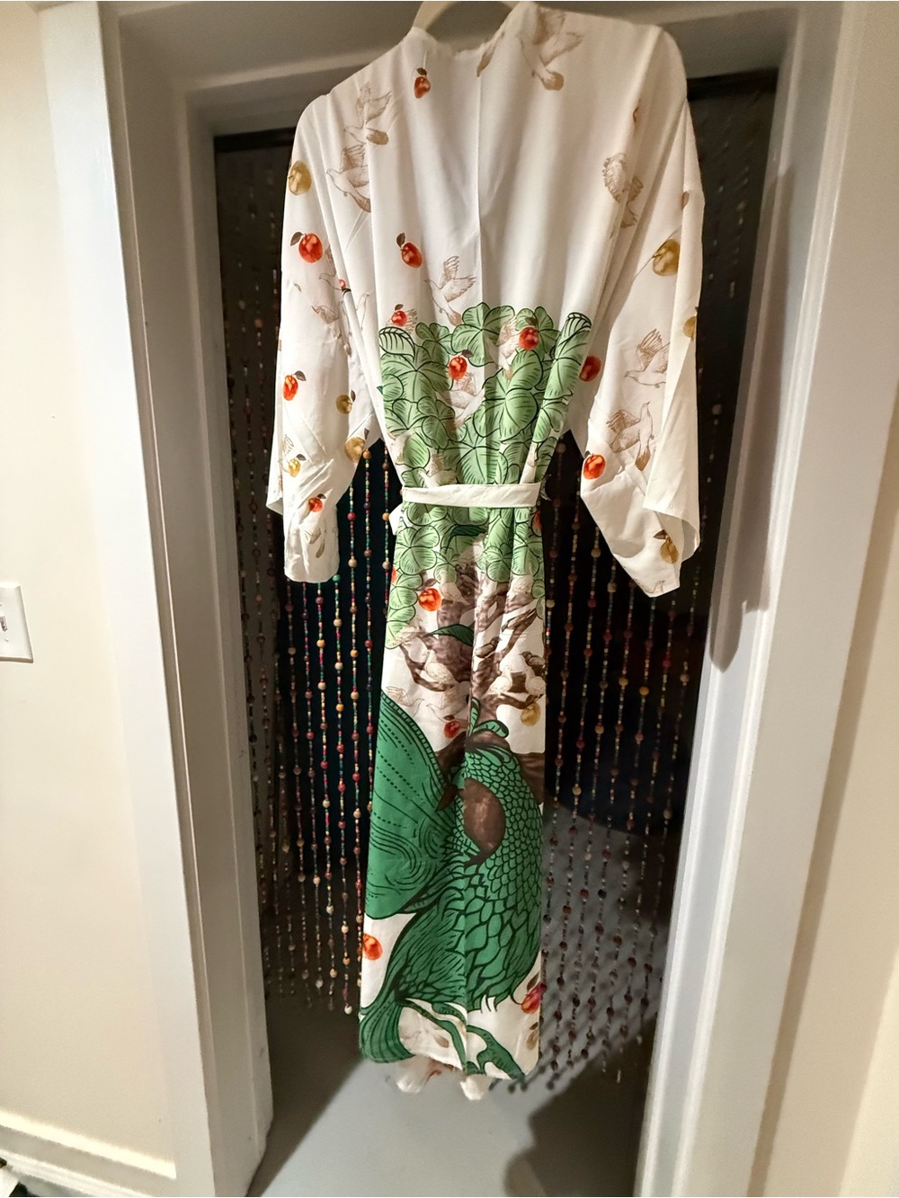 Green Peacock Print Kimono - Picture 3 of 3